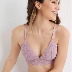 Aerie Lace Guava Pink Stretchy Racerback Bralette Medium M